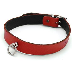 Leren Collar Mini O-Ring Rood