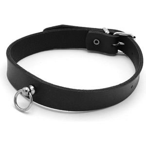 Leren Collar Mini O-Ring Zwart