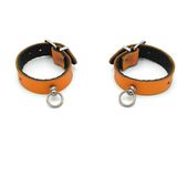 Leren Handboeien Mini O-ring Oranje