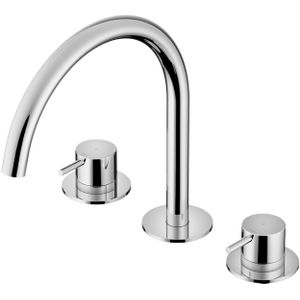 Wastafelmengkraan hotbath cobber 3 gats 2-hendel gebogen 26.1 cm chroom