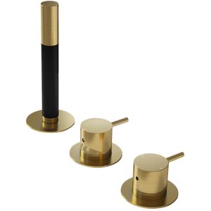 Inbouw badrandcombinatie hotbath cobber met 2-weg omstel geborsteld messing pvd