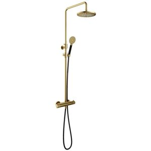 Hotbath Cobber X SDSX91 thermostatische stortdoucheset - 20cm hoofddouche - handdouche rond - geborsteld messing PVD