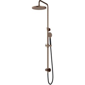 Hotbath Cobber M438 regendoucheset met omstel en 150cm doucheslang met 30cm ronde hoofddouche ronde handdouche messing verouderd M438AB15