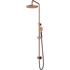 Hotbath Cobber M438 regendoucheset met omstel en 150cm doucheslang met 30cm ronde hoofddouche ronde handdouche koper geborsteld M438BC15