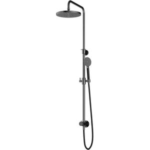 Hotbath Cobber M438 regendoucheset met omstel en 150cm doucheslang met 30cm ronde hoofddouche ronde handdouche zwart chroom M438BK15