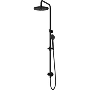 Hotbath Cobber M438 Stortdoucheset, Hoofddouche 30cm - Doucheslang Met Ronde Handdouche - Mat Zwart - Messing - Kranen - Douchekranen - Douchesets