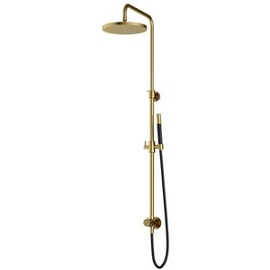 Hotbath Cobber M438 regendoucheset met omstel en 150cm doucheslang met 30cm ronde hoofddouche staafhanddouche messing geborsteld PVD M438BBP5