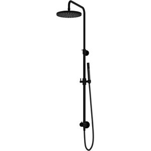 Hotbath Cobber M438 regendoucheset met omstel en 150cm doucheslang met 30cm ronde hoofddouche staafhanddouche zwart mat M438BL5