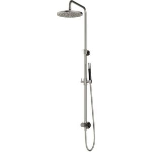 Hotbath Cobber M438 regendoucheset met omstel en 150cm doucheslang met 30cm ronde hoofddouche staafhanddouche nikkel geborsteld M438GN5