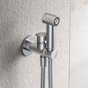 Afbouwdeel bidetmengkraan hotbath cobber met doucheslang en houder mat wit