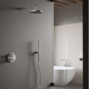 Hotbath archie ibs archie 2-weg-omstel ix plafondbuis 20 cm ronde handdouche 20 cm hoofddouche (8 mm) rvs 316 IBS30AIX215