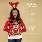 JAP - Rudolf het Rendier - Kersttrui - Rood - 100% Gerecycled