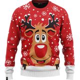 JAP - Rudolf het Rendier - Kersttrui - Rood - 100% Gerecycled