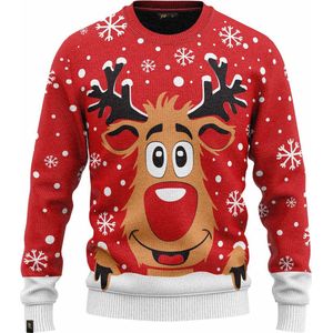 JAP - Rudolf het Rendier - Kersttrui - Rood - 100% Gerecycled
