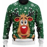 Rudolf het Rendier - Gebreide Trui - Groen - Katoen