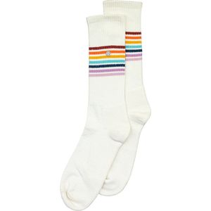 Alfredo Gonzales Sokken Athletic Rainbow Stripes Ecru