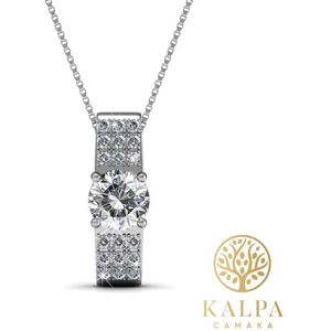 Yolora Kalpa Camaka Ketting – Kristallen Hanger – Zilverkleurig – 18K Witgoud Verguld – Luxe Giftbox
