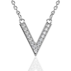 Yolora Dames Ketting met Hanger - Kalpa Camaka Kristallen - Zilverkleurig - 18K Witgoud Verguld - Vrouwen Collier Zilver - Sieraden - Halsketting -