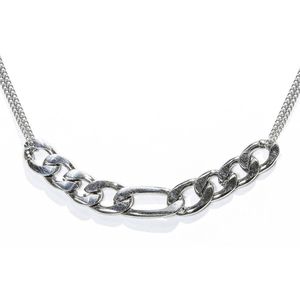Laura Ferini Dames Ketting Romana Zilver - Zilverkleurige Ketting Met Schakel - 18K Wit Verguld - Halsketting - Collier- Sieraad - Accessoires - Dames Ketting Met Hanger