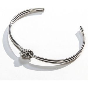 Laura Ferini Dames Armband Nodi Zilver - Zilverkleurige Bangle - 18K Witgoud Verguld - Sieraad - Accessoires - Sieraden - Dames Armbandje