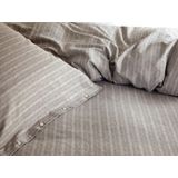 Yumeko kussensloop velvet flanel stone bruin stripe Biologisch & ecologisch 1 stuk