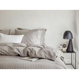 Yumeko kussensloop velvet flanel stone bruin stripe Biologisch & ecologisch 1 stuk