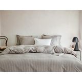 Yumeko kussensloop velvet flanel stone bruin stripe Biologisch & ecologisch 1 stuk