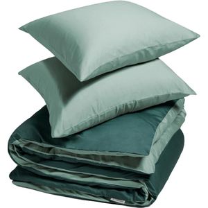 Yumeko overtrekset katoen satijn dubbelzijdig groen 260x220 + 2/60x70 - Bio, eco & fairtrade