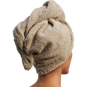 Yumeko haarhanddoek terry warm taupe - Bio, eco & fairtrade
