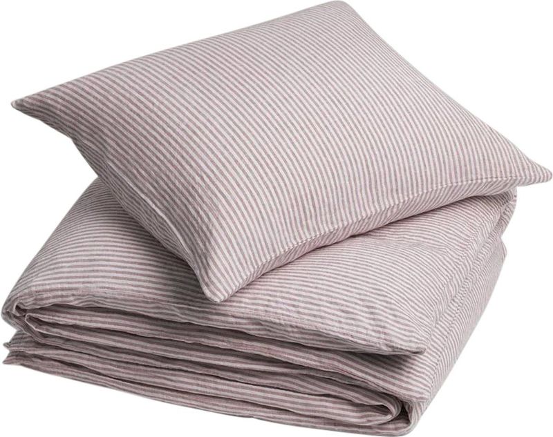 Yumeko overtrekset gewassen linnen roze stripe 140x220 + 1/60x70 - Biologisch & ecologisch