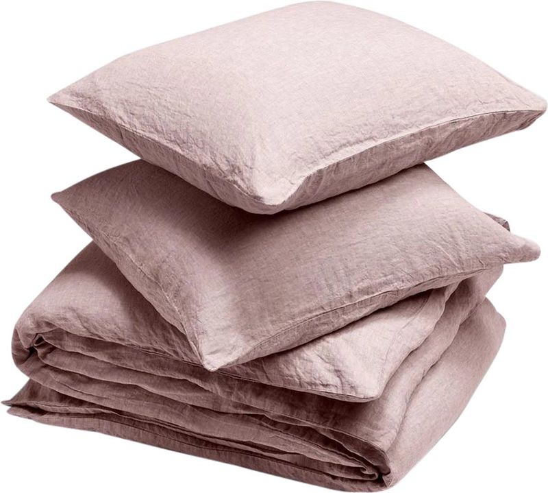 Yumeko overtrekset gewassen linnen roze chambray 240x220 + 2/60x70 - Biologisch & ecologisch