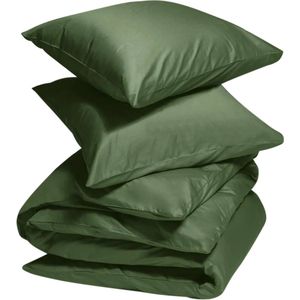 Yumeko overtrekset katoen satijn mid olive 200x220 + 2/60x70 - Bio, eco & fairtrade