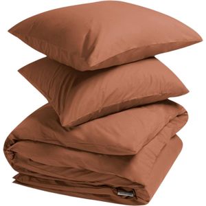 Yumeko dekbedovertrek percal katoen terracotta + 2/ Bio, eco & fairtrade