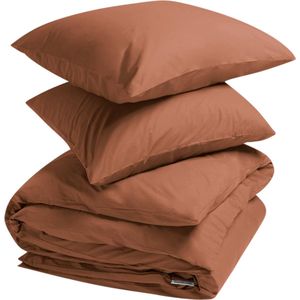 Yumeko dekbedovertrek percal katoen terracotta + 2/ Bio, eco & fairtrade