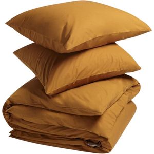Yumeko overtrekset percal okergeel 260x220 + 2/60x70 - Bio, eco & fairtrade