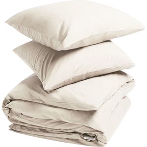 Yumeko dekbedovertrek percal katoen wit zand + 2/ Bio, eco & fairtrade