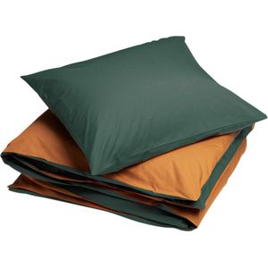 Yumeko overtrekset percal dubbelzijdig forest/ochre 140x220 + 1/60x70 - Bio, eco & fairtrade