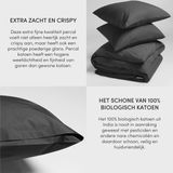 Yumeko overtrekset percal donkergrijs 240x220 + 2/60x70 - Bio, eco & fairtrade