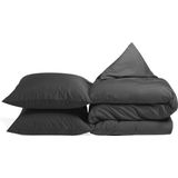 Yumeko overtrekset percal donkergrijs 240x220 + 2/60x70 - Bio, eco & fairtrade
