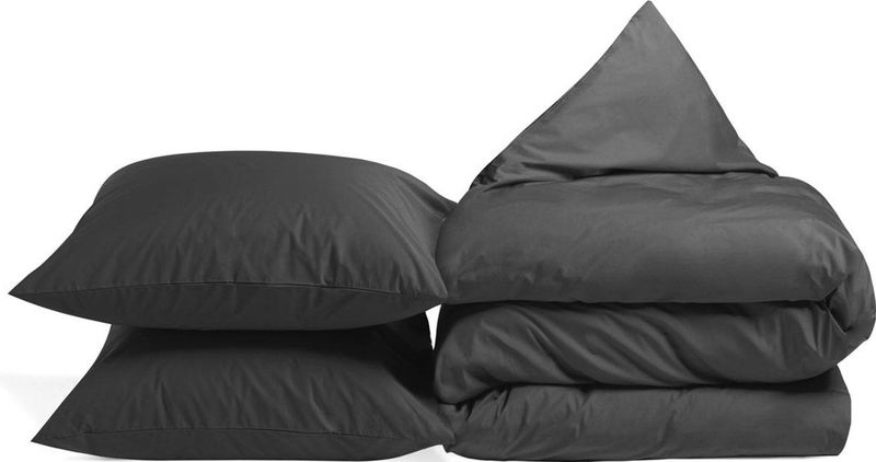Yumeko overtrekset percal donkergrijs 240x220 + 2/60x70 - Bio, eco & fairtrade