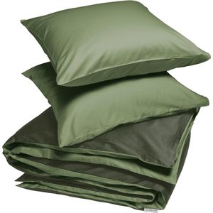 Yumeko overtrekset katoen satijn dubbelzijdig olive 240x220 + 2/60x70 - Bio, eco & fairtrade