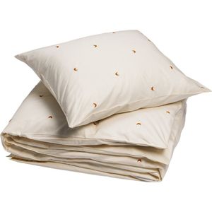 Yumeko dekbedovertrek katoen satijn warm wit/ochre moon + 1/ Bio, eco & fairtrade