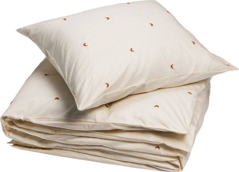 Yumeko dekbedovertrek katoen satijn warm wit/ochre moon + 1/ Bio, eco & fairtrade