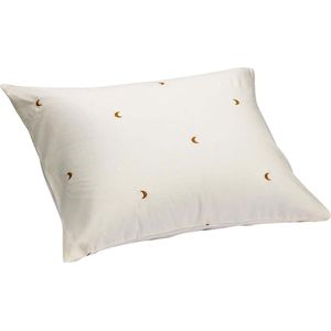 Yumeko kussensloop katoen satijn warm wit/ochre moon 50x60 - Bio, eco & fairtrade - 1 stuk