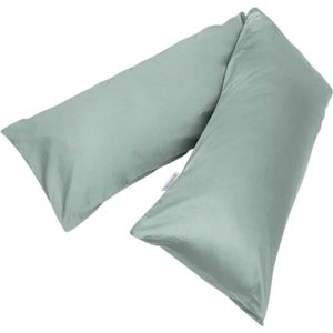Yumeko kussensloop zijslaper katoen satijn zeegroen 37x160 - Bio, eco & fairtrade - 1 stuk