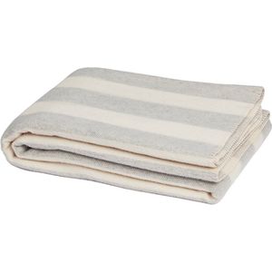 Yumeko deken merino wol stripe natuurlijk/grijs 150x220