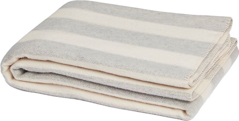 Yumeko deken merino wol stripe natuurlijk/grijs 150x220