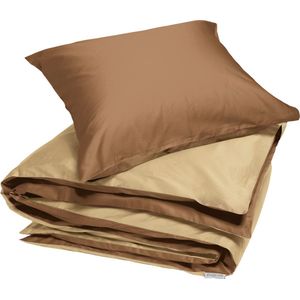 Yumeko overtrekset katoen satijn dubbelzijdig caramel 140x220 + 1/60x70 - Bio, eco & fairtrade