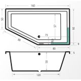 Beterbad Xenz Society hoekbad links 160x90 cm wit