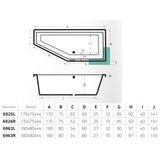 Ligbad beterbad xenz society compact rechts 180x80x44 cm wit